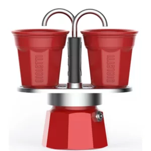 Cafetière mini express rouge + 2 tasses