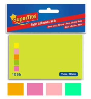 Notes adhésives néon 75*125mm, 100uts