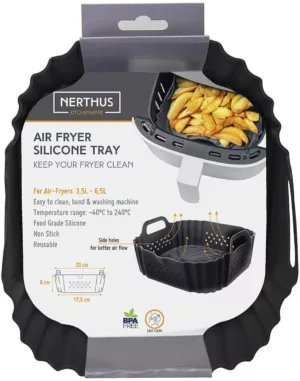 Plat carré en silicone avec trous air fryer 20cm