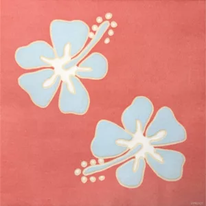 Serviettes 40x40 hibiscus corail pe26