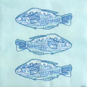 Serviettes 40x40 poisson lumineux bleu pe26