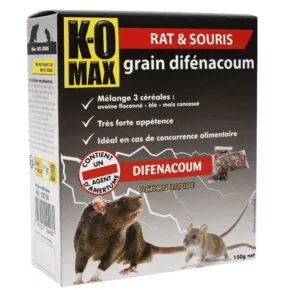 Raticide souricide mélange 3 céréales 150 g  k-oma