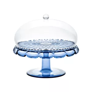 Stand a gateau avec cloche vanity bleu jeans