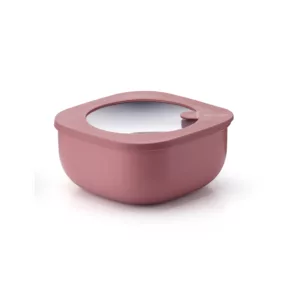 Boite hermétique l carrée craie foncée rouge mauve