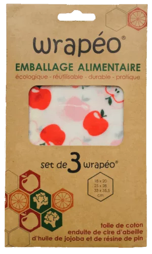 wrapéo couleur cire d'abeille set de 3 S/M/L