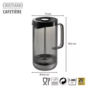 Cafetière à piston cristiano, 1.000 ml